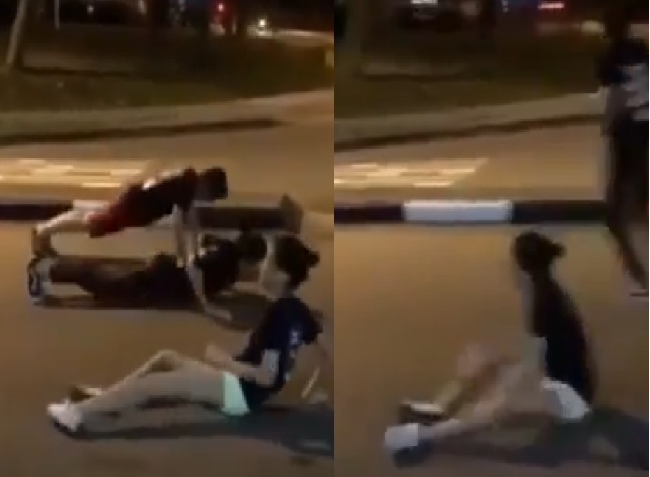 KIDS DO EXERCISE ON ROAD. THE BRAIN GOT WATER?