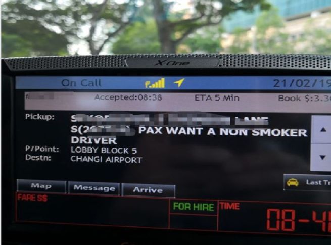 IMPATIENT PAX REQUEST OF NON SMOKER DRIVER. LIKE THAT ALSO CAN