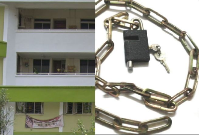 18 Y.O ARRESTED AFTER LOCKING JURONG UNIT WITH BICYCLE CHAIN