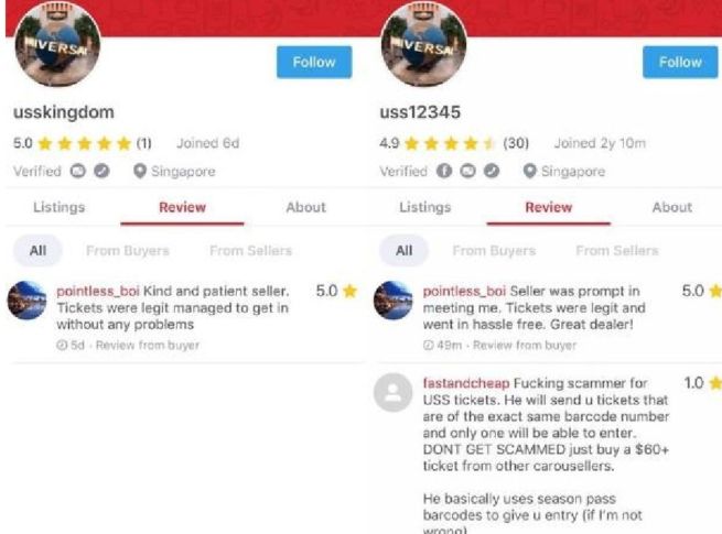 FAKE CAROUSELL ACCOUNT SCAMMING USS TICKETS