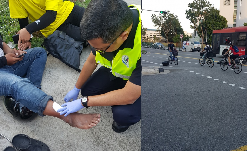 SEEKING FOOTAGE – MAN INJURED AFTER HIT BY BIKE @ BEDOK