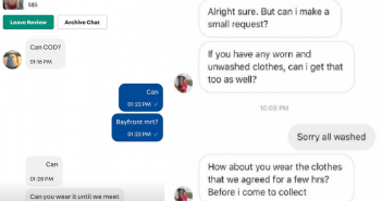 PERVERT ON CAROUSELL BUYING USED CLOTHES. “MUST HAVE SMELL ONE” 42141241412