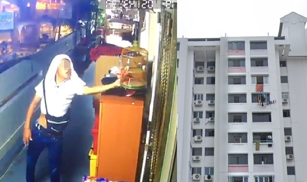MAN COVER HEAD INSTEAD OF FACE TO STEAL BIRD BIRD @ TELOK BLANGAH