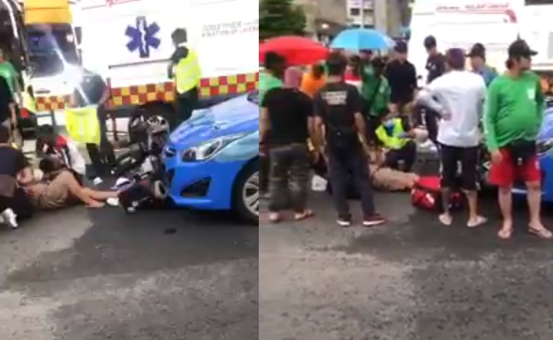 ELDERLY RIDING PMA KNOCKED DOWN BY TAXI AT CHOA CHU KANG
