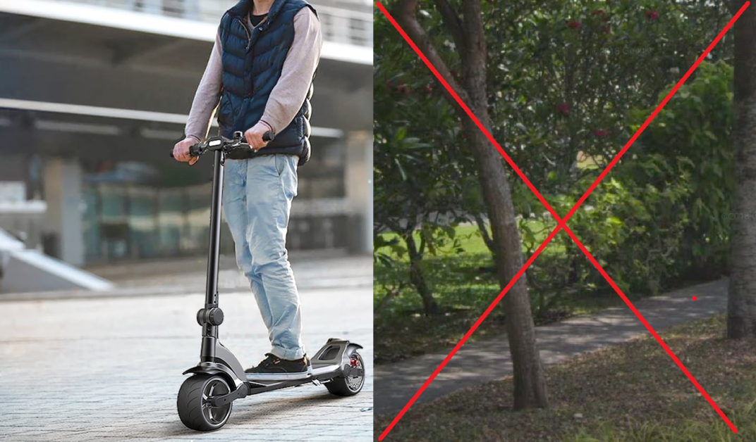 E SCOOTER BANNED FROM FOOTPATH STARTING TOMORROW
