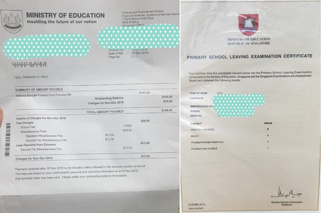 STUDENT ONLY RECEIVED PSLE CERT AFTER GOOD SAMITARIAN PAID FOR SCHOOL FEES