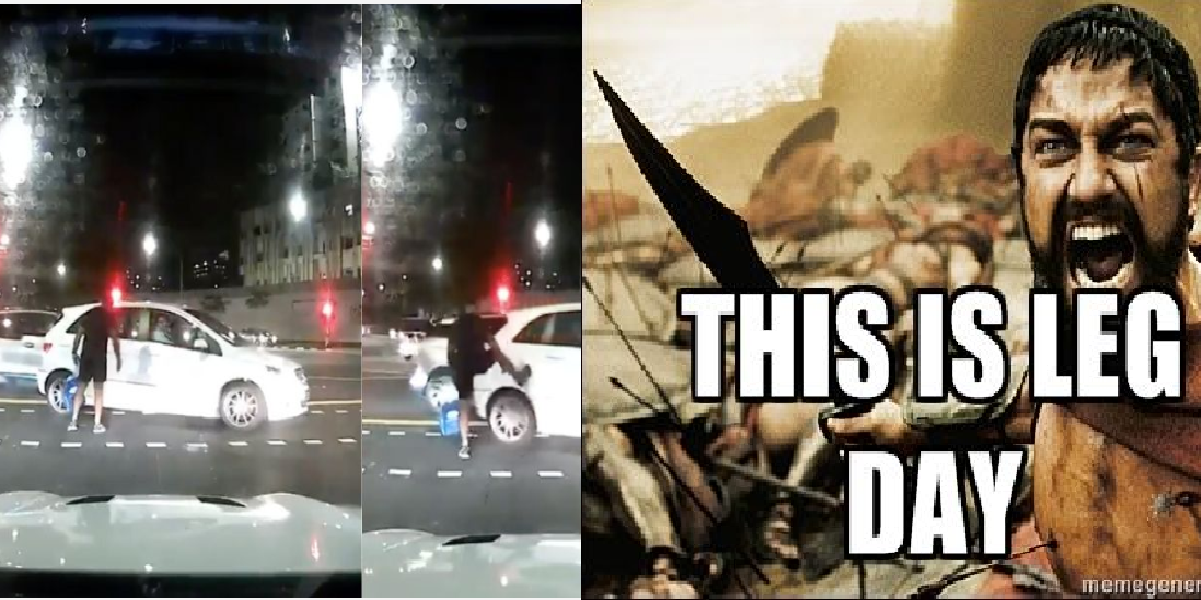 MAN KICKS MERCEDES AFTER HE ALMOST GOT HIT AT LAVENDER STREET