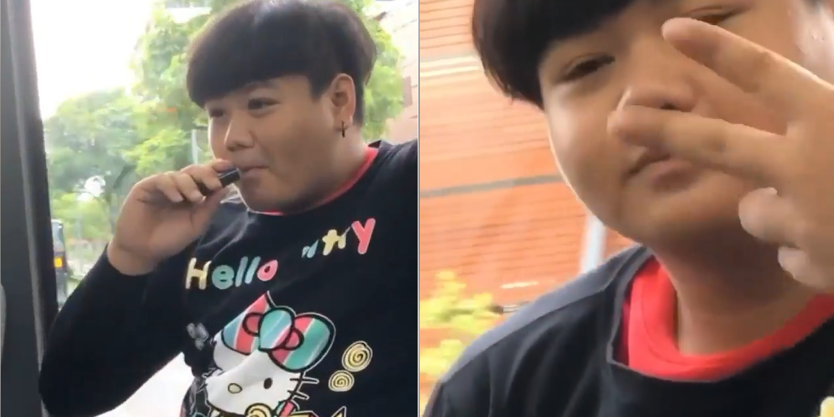 TEENAGER SMOKES VAPE ON BUS AND APPEARS TO BE “PROUD”