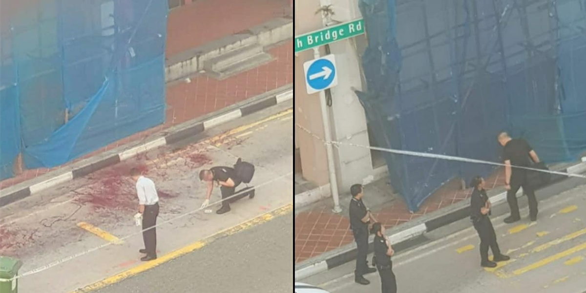 ALLEGED GANG FIGHT AT BOAT QUAY VICINITY ENDS WITH BLOOD ALL OVER THE ROAD