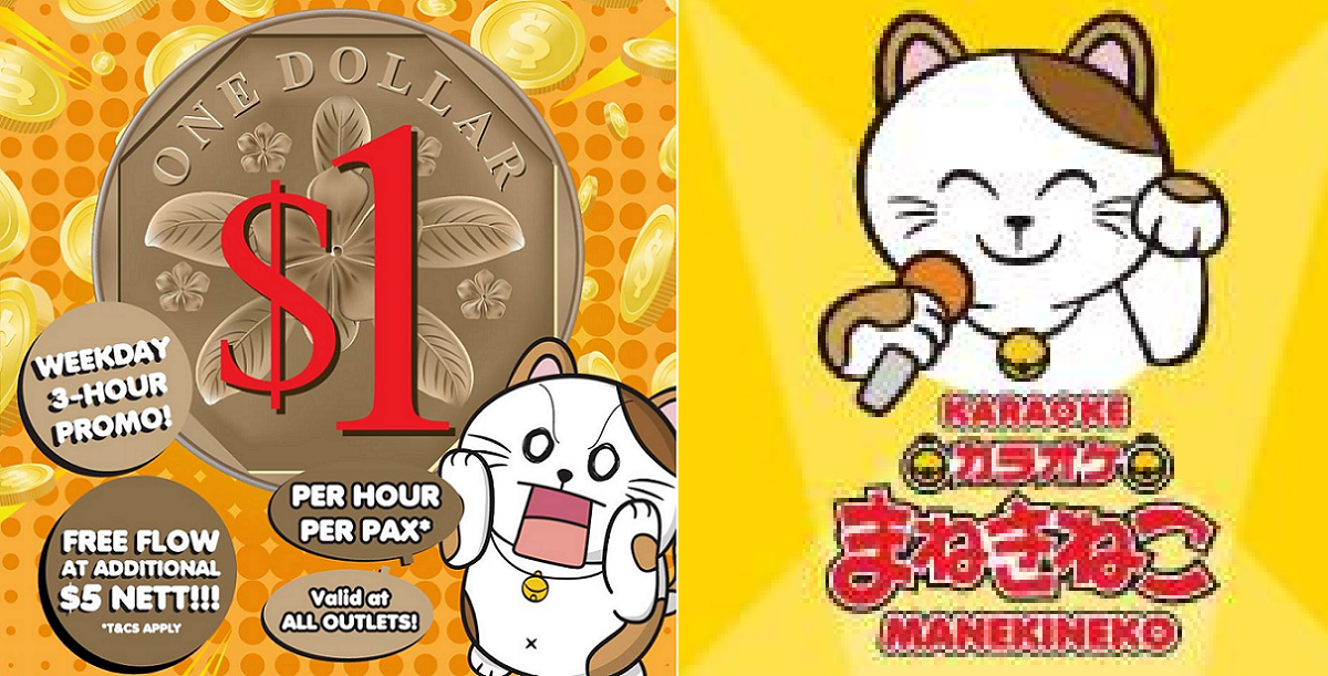 MANEKINEKO KARAOKE CHARGING ONLY S$1/HOUR PER PAX. INSANE DEAL