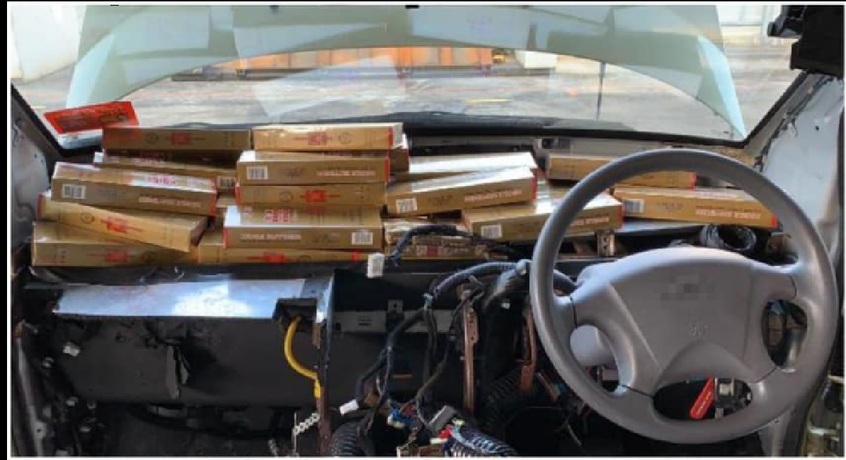 HUNDRED OVER CARTONS OF CIGARETTES FOUND IN M’SIA CAR AT WOODLANDS CHECKPOINT