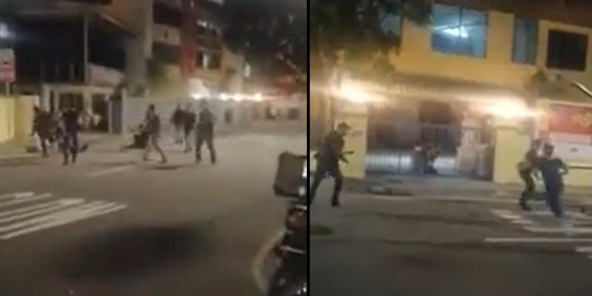 FIGHT AT GEYLANG IN MIDDLE OF ROAD, SHOUTING AND RUNNING