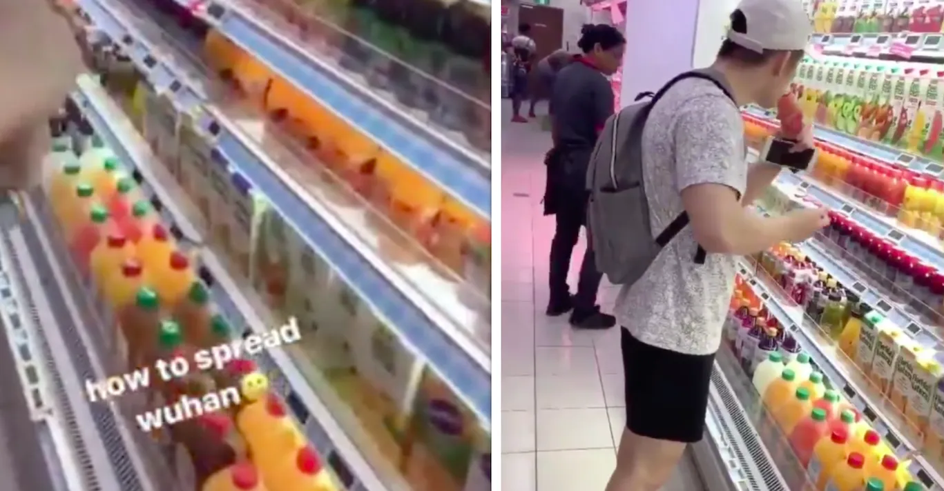 BOY DRINKS JUICE AND PUTS IT BACK, WHAT HE TRYING TO DO?