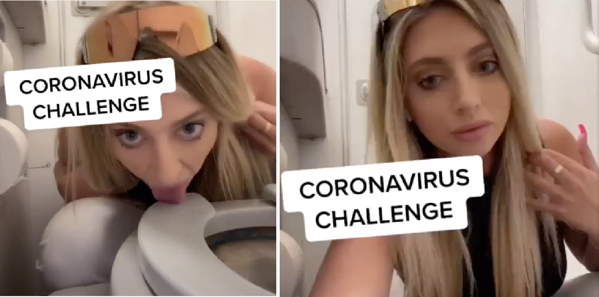 TIKTOK USER STARTS CORONAVIRUS CHALLENGE, LICKS AIRPLANE TOILET