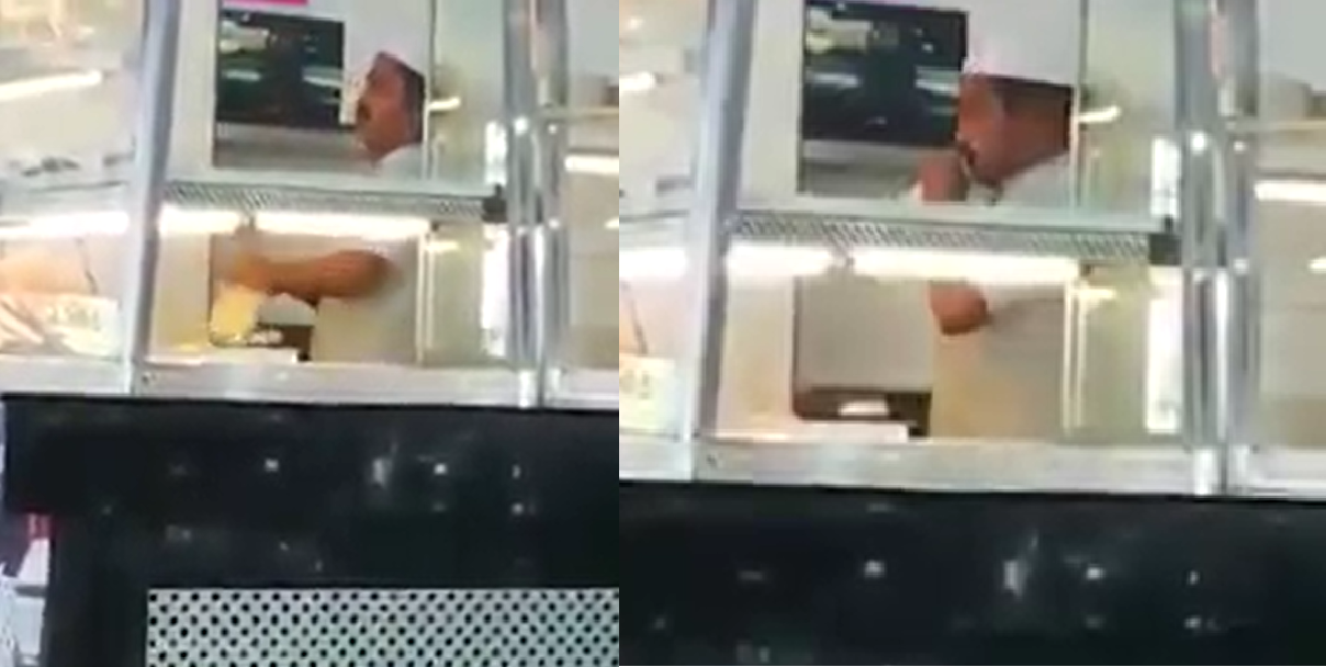 UNHYGIENIC CLEMENTI PRATA STALL, BLOW AIR INTO PACKET FOOD