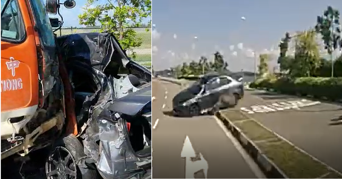 VIDEO FOOTAGE SHOWS MITSUBISHI DRIVER FLIES FROM OTHER SIDE OF ROAD