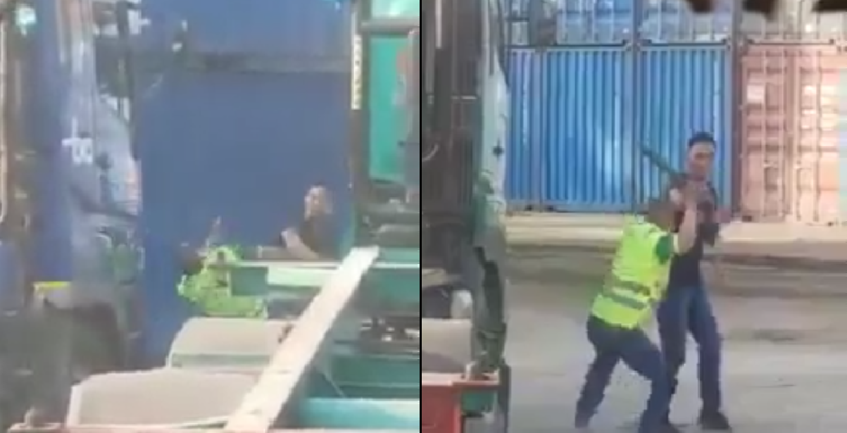 UNCLE PICKS UP A WEAPON AND FIGHT AT A INDUSTRIAL AREA