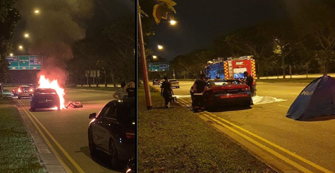 COMFORT TAXI DRIVER DIES AFTER TAXI CAUGHT FIRE AT SELETAR WEST LINK