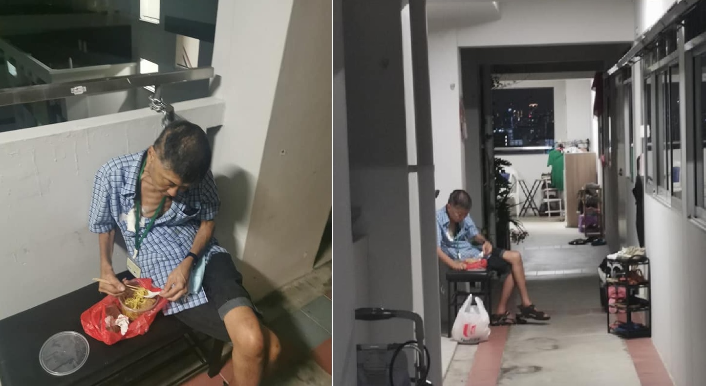 UNCLE DEFACATE OUTSIDE UNIT AS HE IS LOCKED OUTSIDE BY HIS WIFE