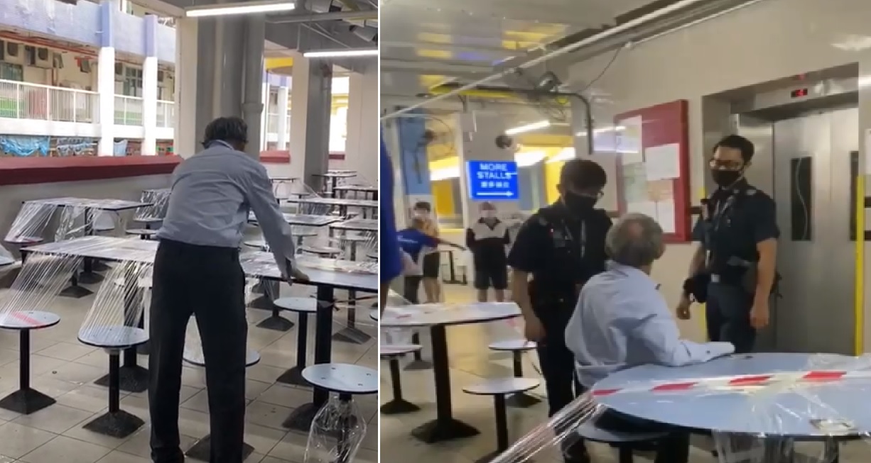 REMOVES PLASTIC COVERS, THREATEN TO BEAT WOMAN AND ARGUES WITH POLICE