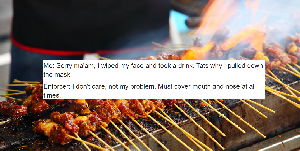 YISHUN HAWKER TAKES OFF MASK TO DRINK WATER, ENFORCER: ” I don’t care, not my problem.”