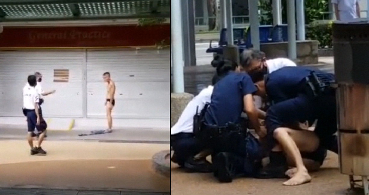 MAN ARRESTED BY POLICE AFTER STRIPPING DOWN TO HIS UNDERWEAR