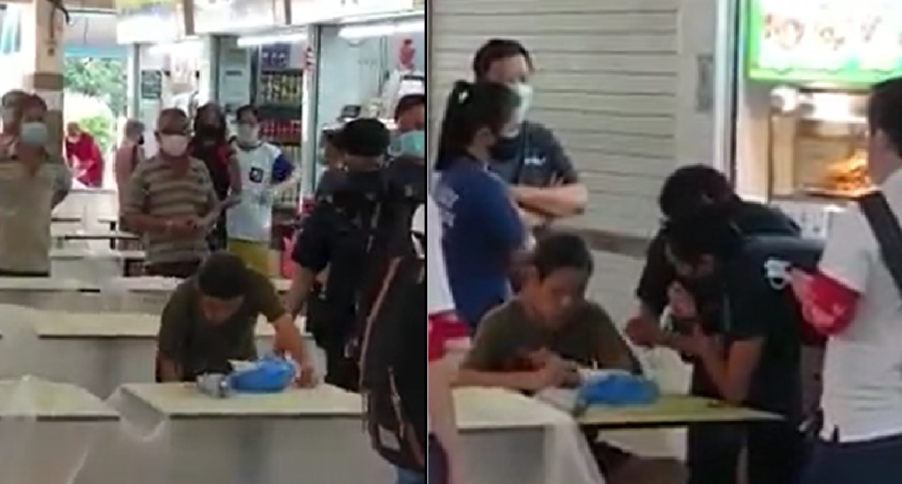 UNCLE CONTINUES TO EAT NOODLE AFTER POLICE TRIES TO STOP HIM