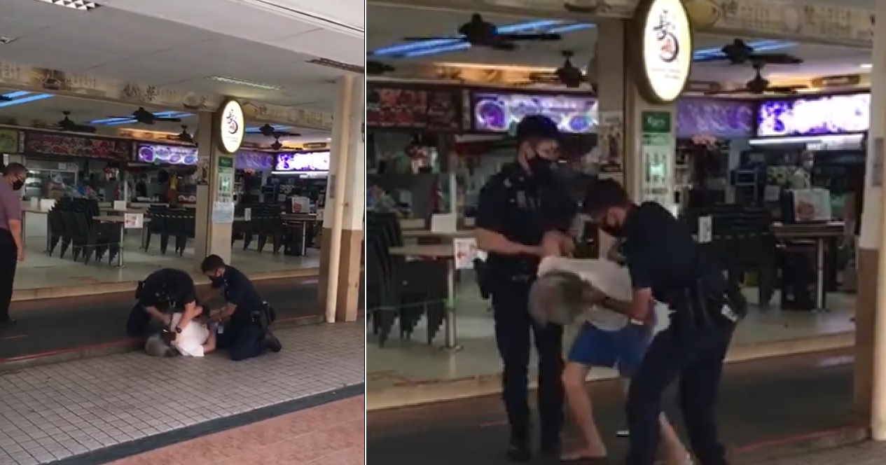 MAN PINNED AND ARRESTED BY POLICE, HE IS NOT WEARING A MASK