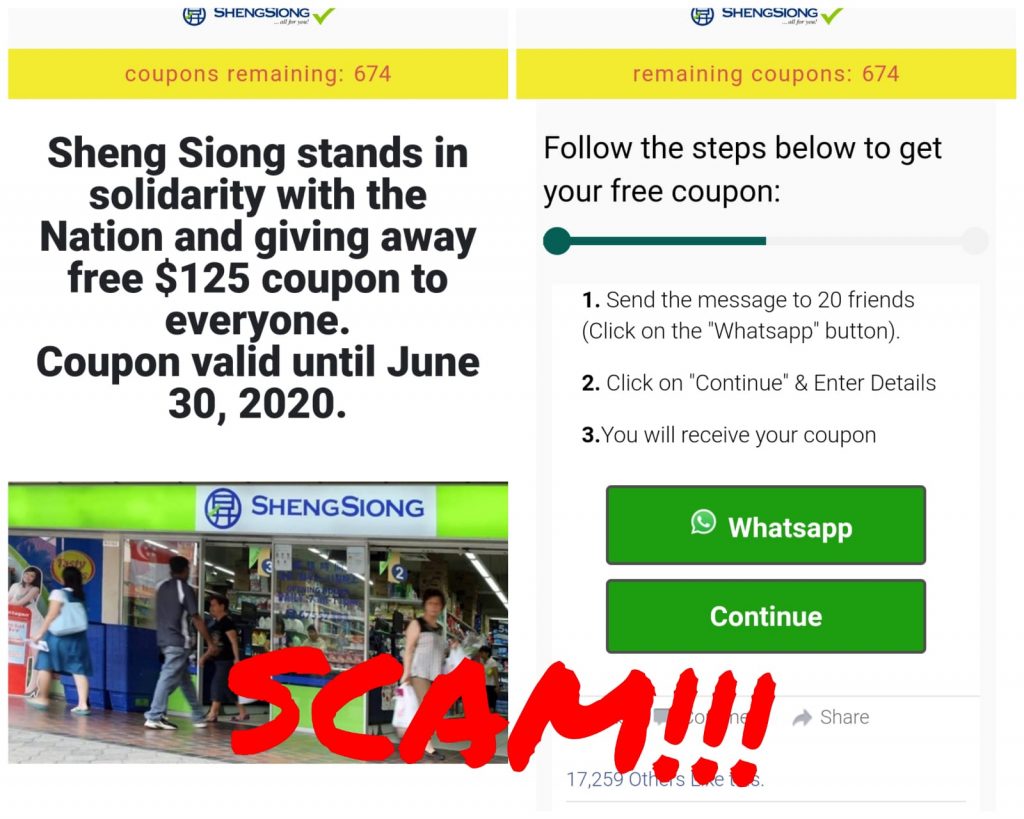 New Sheng Siong Scam Circulating On Whatsapp