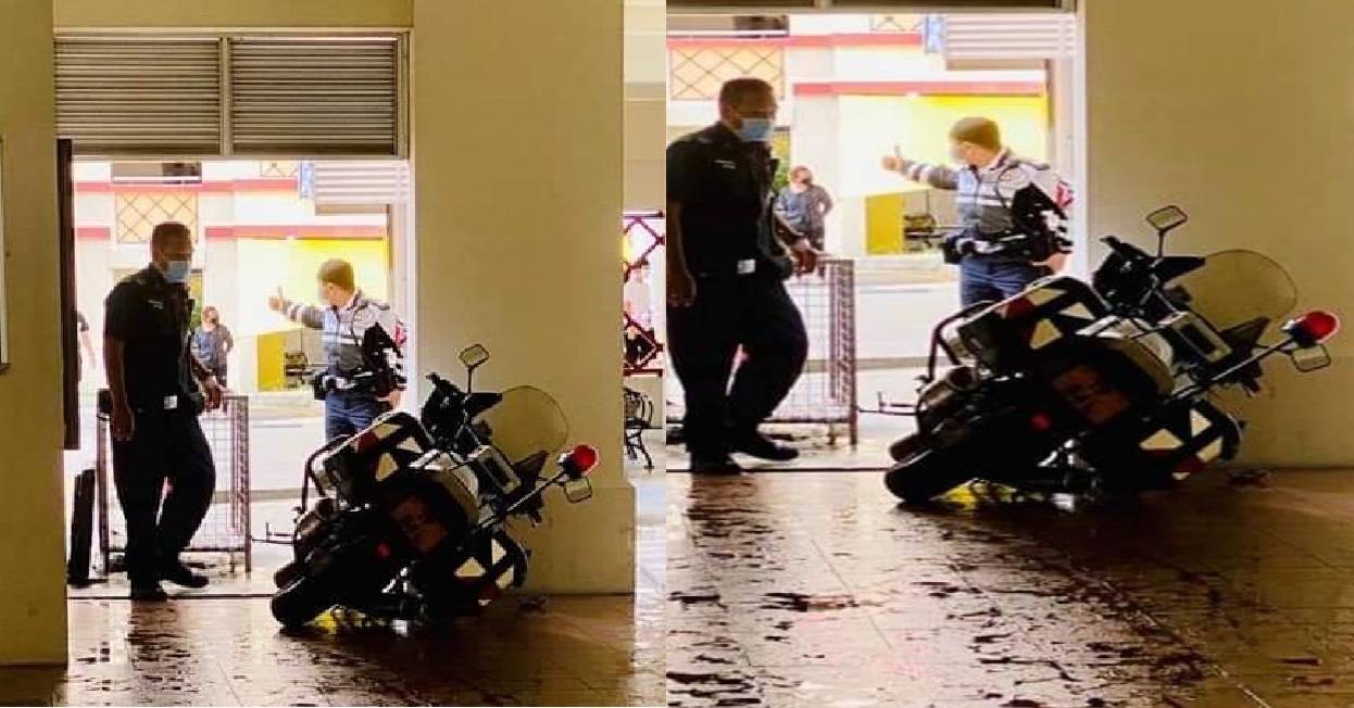 TP OFFICER DRIVES MOTORBIKE INTO WALL IN ANG MO KIO