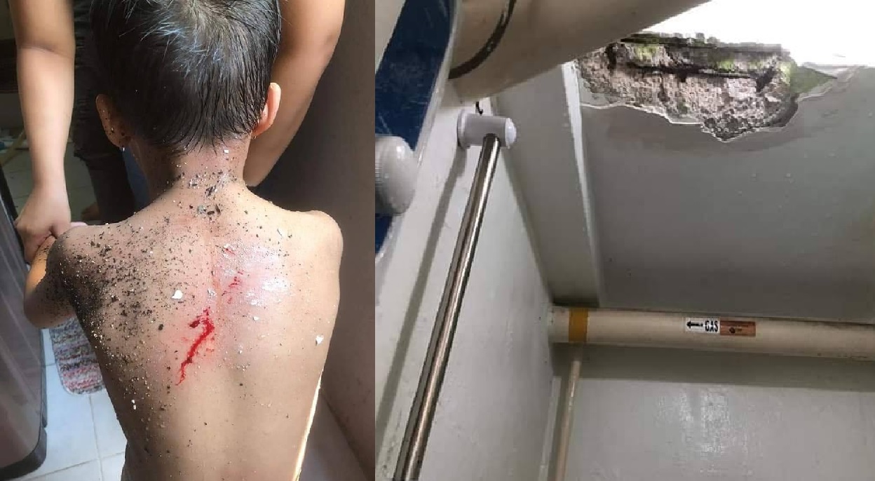 BOY INJURED AFTER HDB TOLIET CEILING COLLAPSED