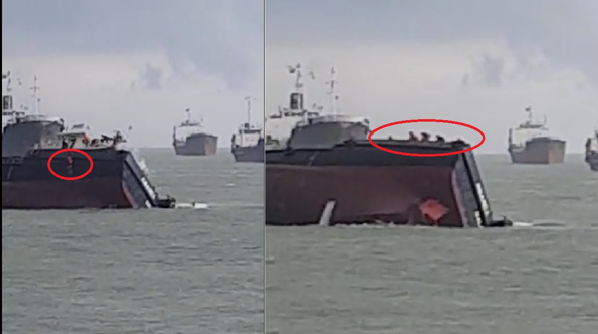 SHIP CAPSIZE WITH CREW ON IT, ALLEDGELLY AT TUAS