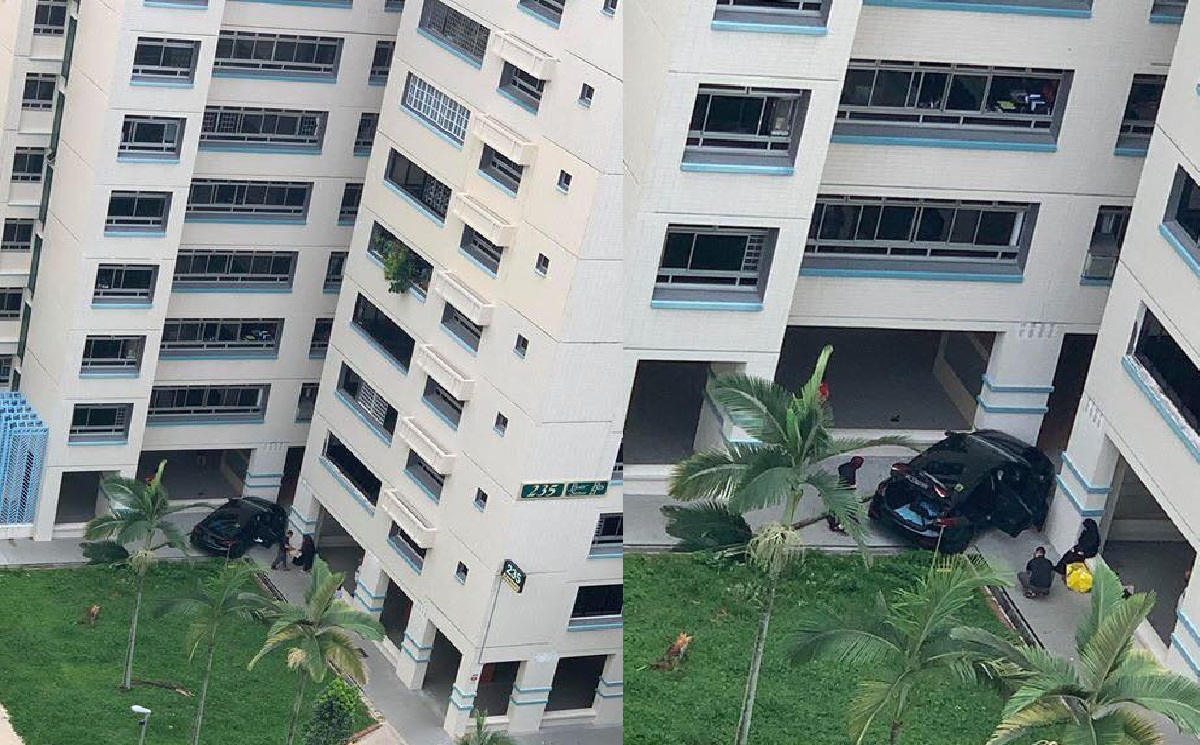 ACCIDENT AT PASIR RIS. P-PLATE CAR DROVE INTO HDB BLOCKS