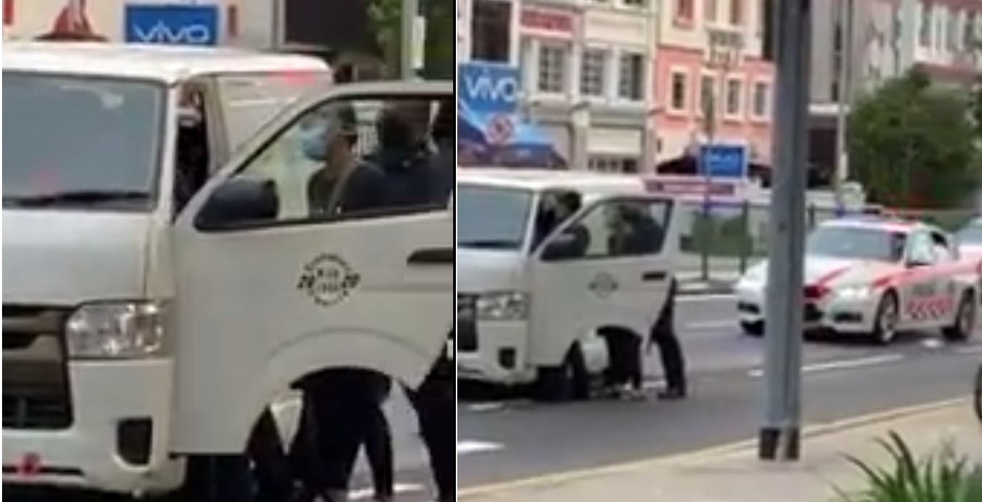 VAN STOPPED IN MIDDLE OF ROAD AT GEYLANG ALLEGEDLY FOR DRUGS