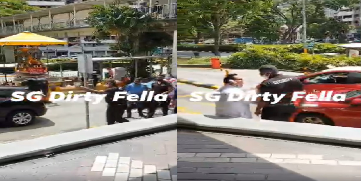 SECURITY HURLS VULGARITIES AT TAXI DRIVERS. MANY AT SCENE NOT WEARING MASK