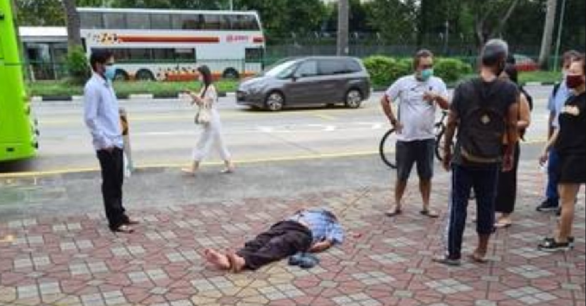 DRUNK YISHUN UNCLE SEND TO HOSPITAL AFTER PASSING OUT ON PAVEMENT