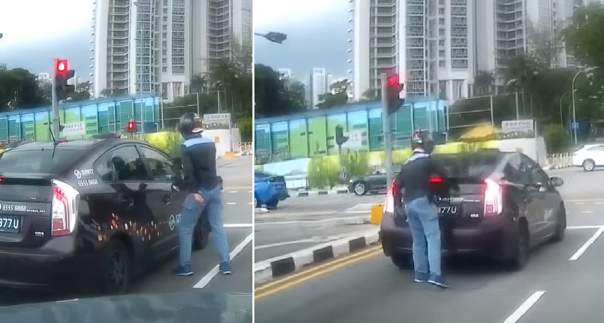 ROAD RAGE BETWEEN FOOD PANDA RIDER AND SMRT TAXI DRIVER AT UPP THOMSON