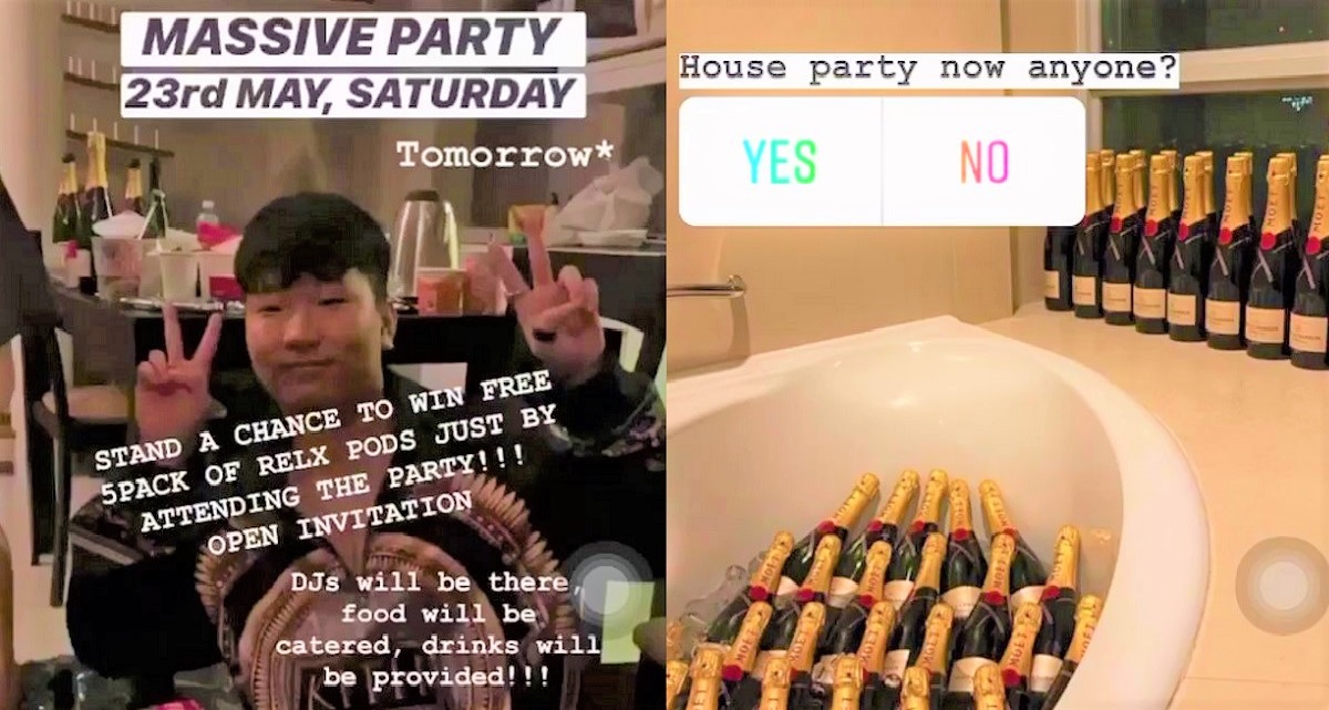 YOUTH PLANS CHAMPAGNE PARTY TO SABO THE REST OF S’PORE
