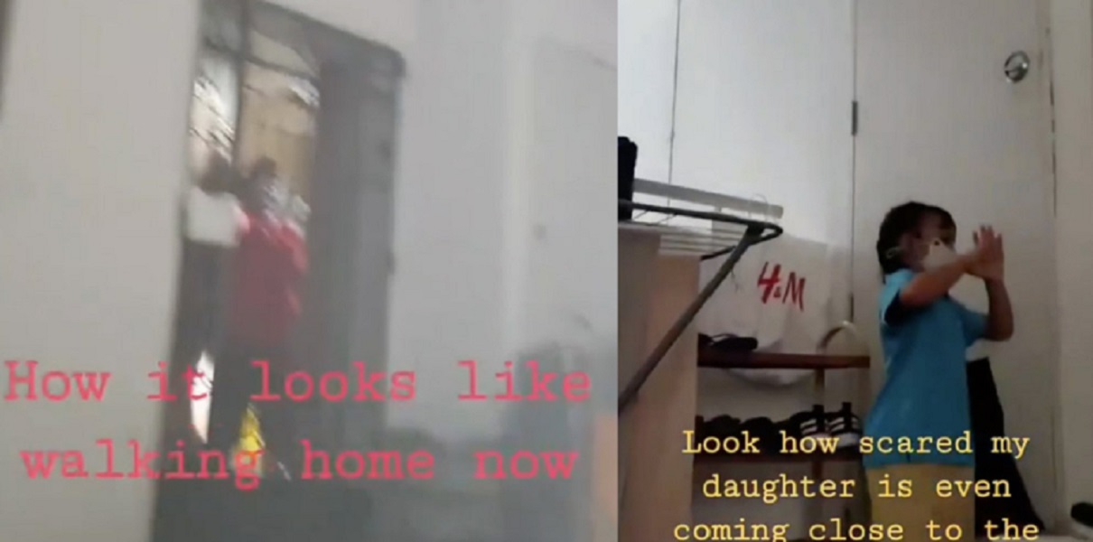 NEIGHBOUR HARASS & SPRAY DISINFECTANT AT NURSE & DAUGHTER