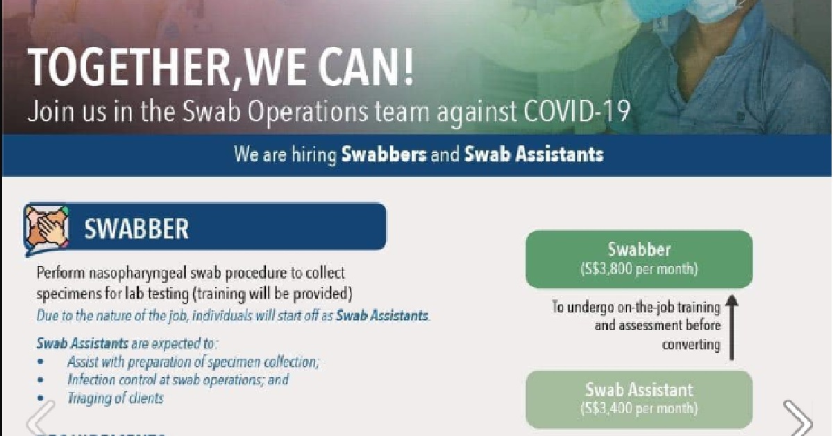 SWAB OPERATIONS STAFF PAID S$3,800 BUT NURSING GRADS PAID $1900