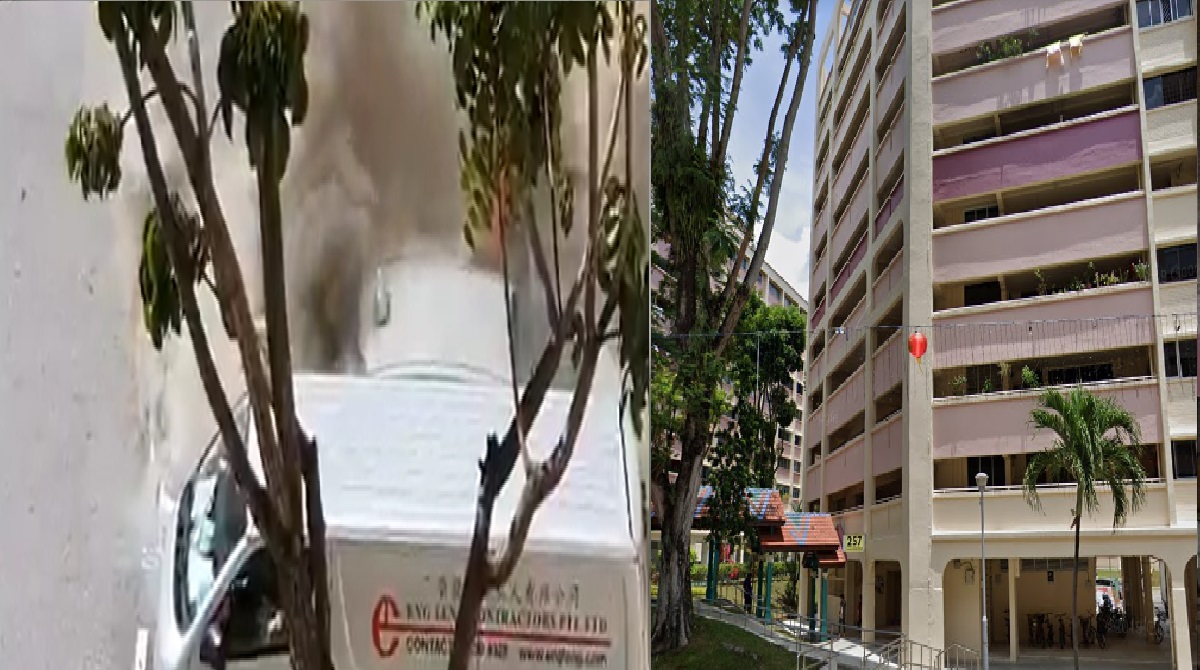 TAXI CAUGHT FIRE AND EXPLODED AT YISHUN THIS MORNING