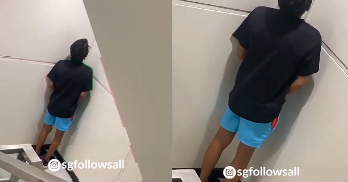 YP CAUGHT ON FILM WANKING AT STAIRCASE RAN WHEN REALISED HE WAS FILMED