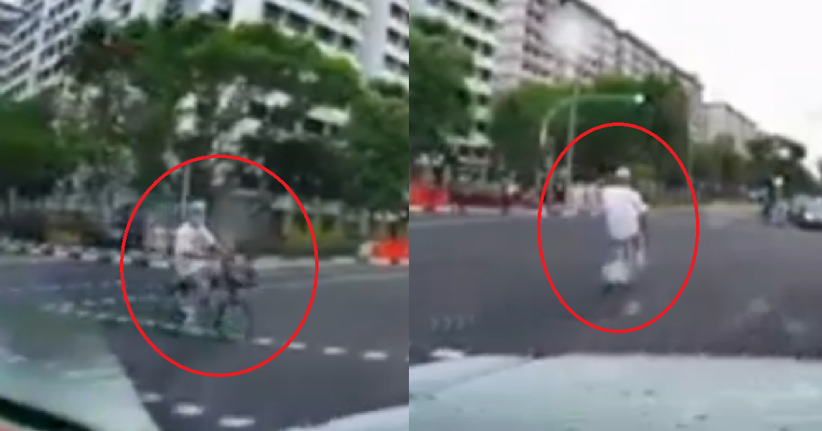 CYCLIST UNCLE DASHES AT RED MAN & ALMOST KNOCKED DOWN. PRETEND NTH HAPPEN