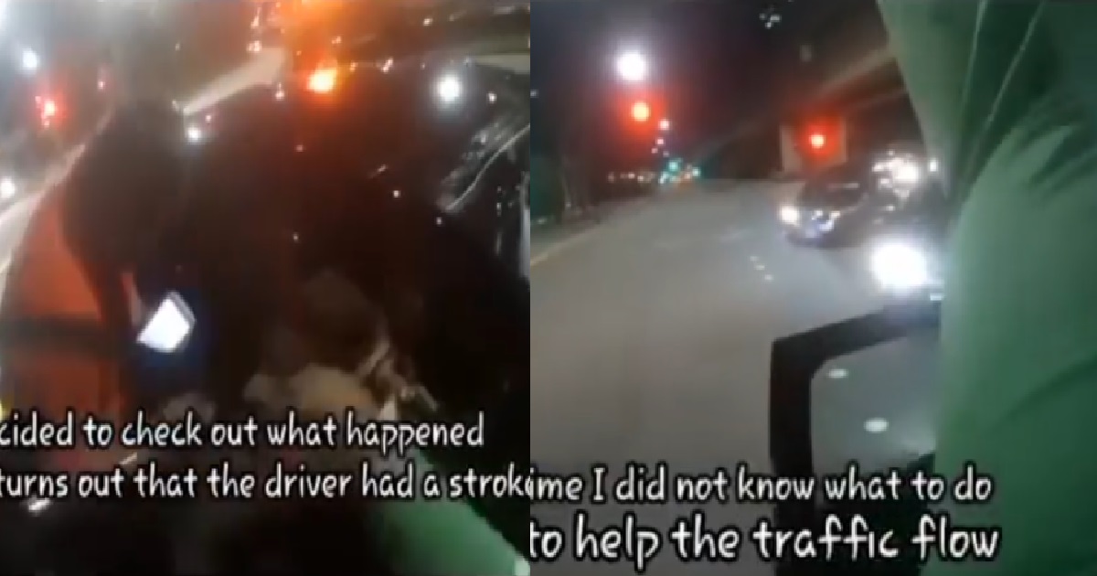 GRABFOOD RIDER STOPS HIS MOTORBIKE TO HELP DRIVER WHO SUFFERED A STROKE
