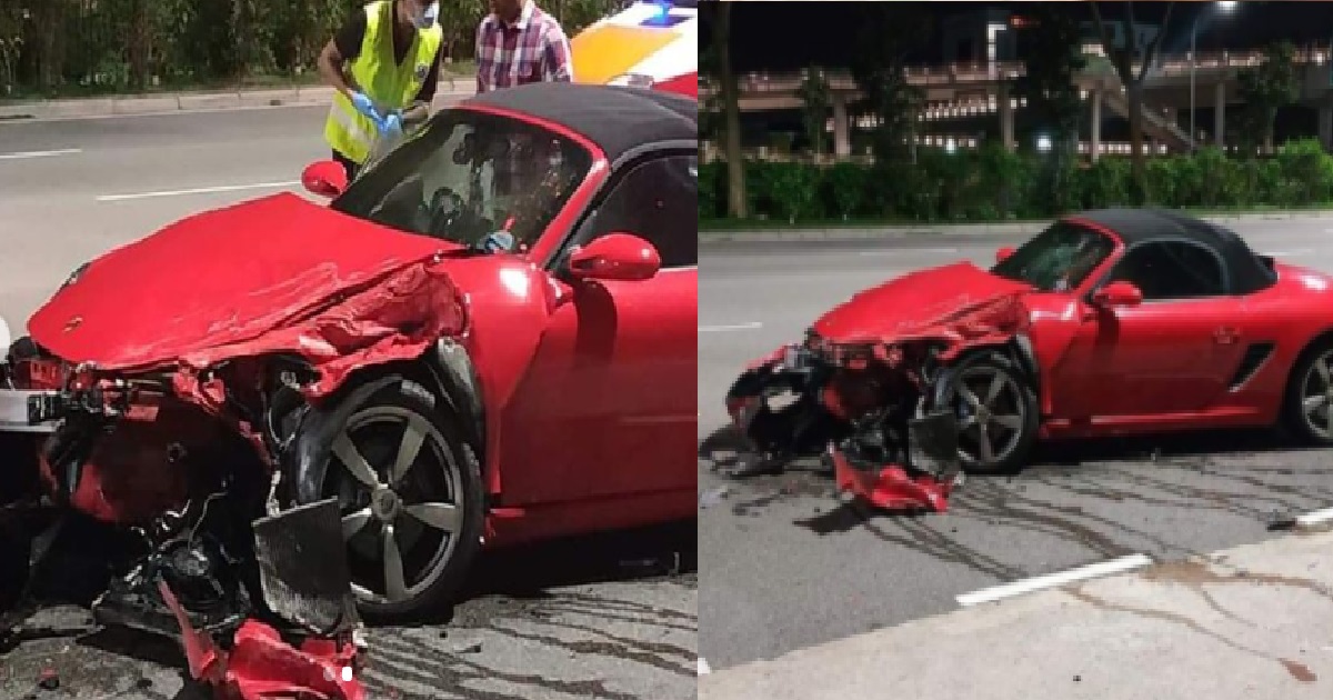 SPORTS CAR SEEN CRASHED AT BRADDELL ROAD, SUSPECTED DRINK DRIVING