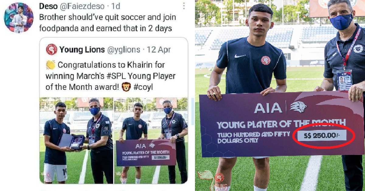 S’PORE FOOTBALLER WINS PLAYER OF THE MONTH, AWARDED $250, NETIZENS LAUGH