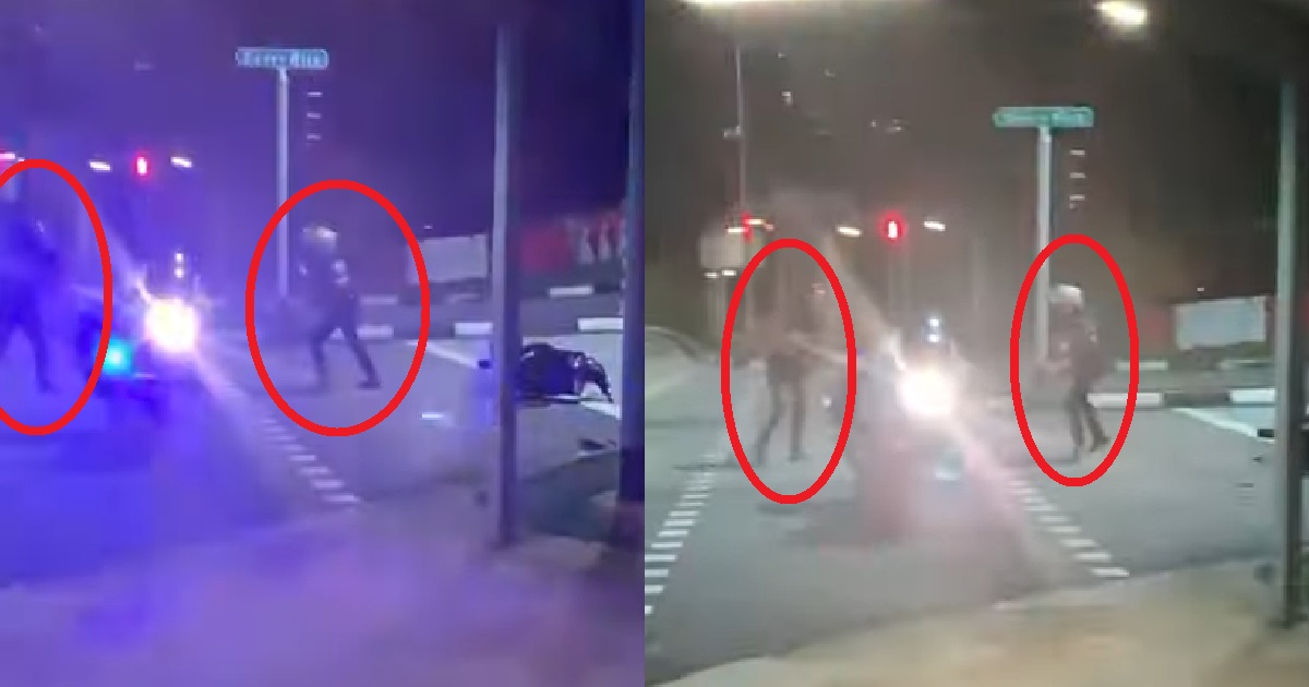 RIDER SIAM TP AT ROADBLOCK, CRASHED HIS MOTOR, THEN TRIES TO FIGHT LTA OFFICER