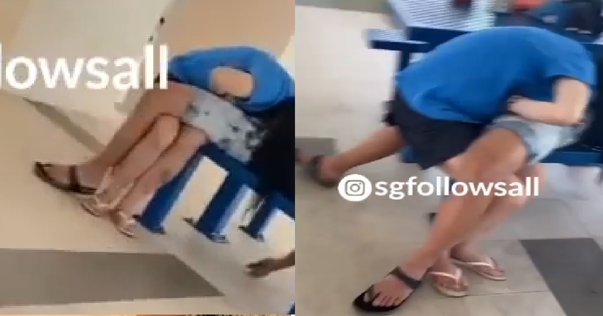 COUPLE CAUGHT BEING NAUGHTY AT HDB VOID DECK, GIRL USE GUY’S KKB AS PILLOW TO SLEEP