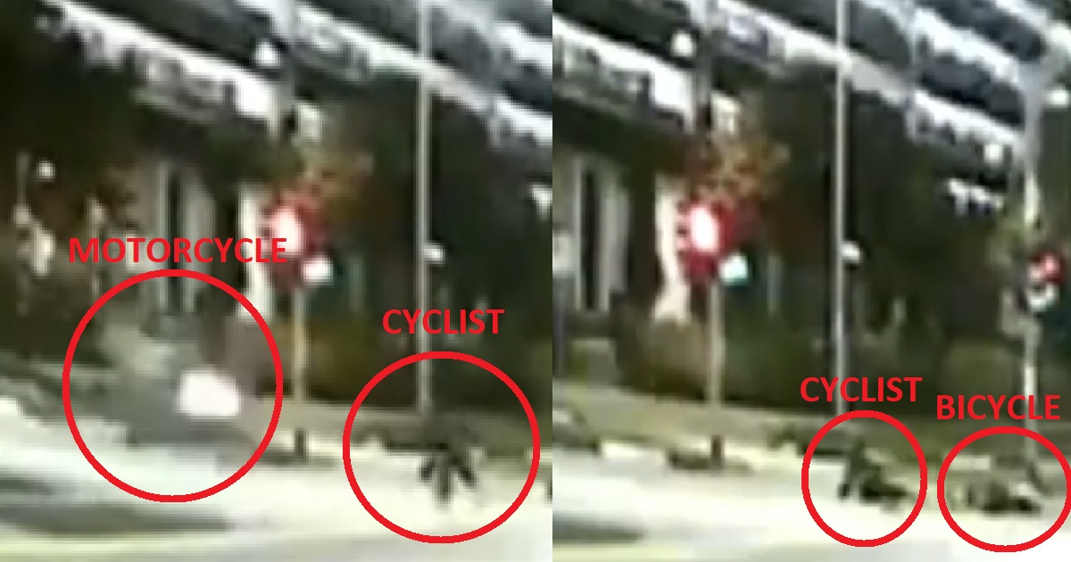 JAYWALKING CYCLIST BEATS RED LIGHT, KENA BANG BY MOTORCYCLE