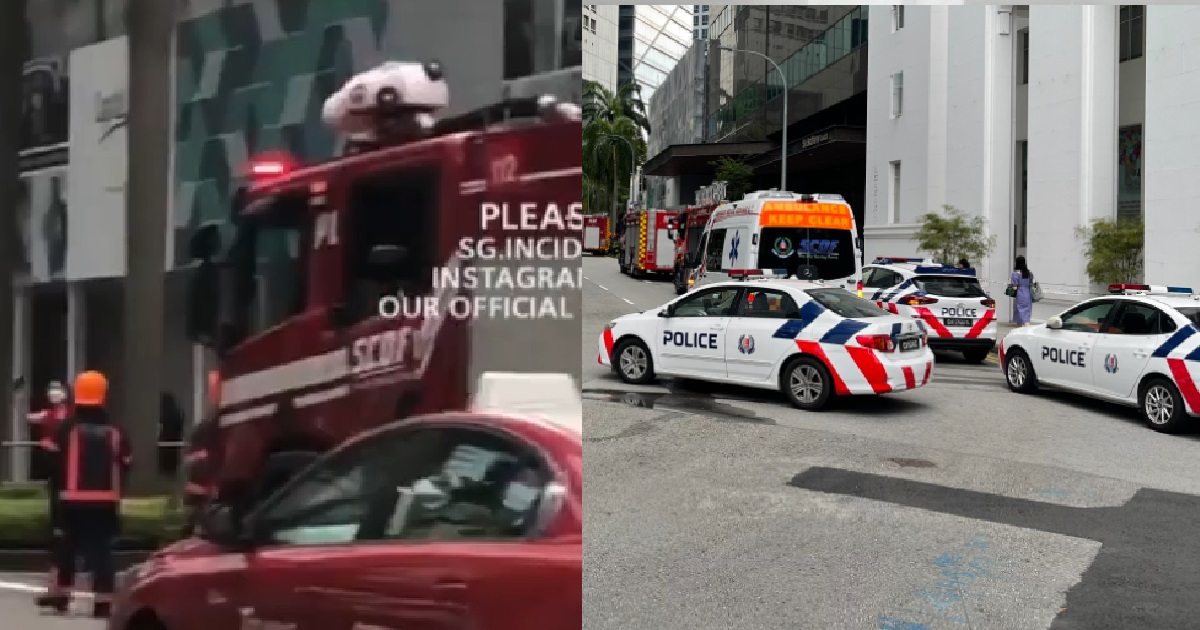 FORMER STANDARD CHARTERED BUILDING ON FIRE, MANY FIRE TRUCKS SEEN AT THE SCENE